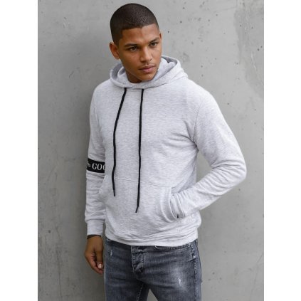 Pánská mikina s kapucí Barva šedá DSTREET BX5435 (Velikost M, Barva Šedá - světle)