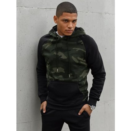 Pánská mikina s kapucí Barva zelená DSTREET BX5485 (Velikost M, Barva Zelená)