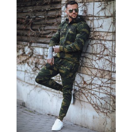 Pánský teplákový souprav camo zelená barva Dstreet AX0622z (Velikost M, Barva Zelená)