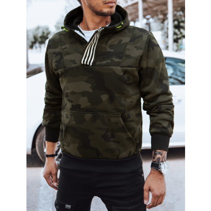 Pánská mikina s kapucí Barva zelená DSTREET BX5615 (Velikost M, Barva Zelená)