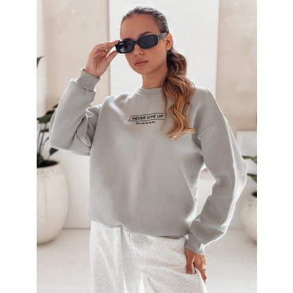 Dámská oversize mikina NEVER DSTREET BY1230 (Velikost S, Barva Šedá - světle)