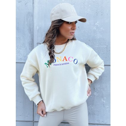 Dámská oversize mikina MONACO Barva krémová DSTREET BY1232 (Velikost S, Barva Béžová)