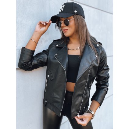 Dámská koženová bunda MODE MOSAIC DSTREET TY3893 (Velikost S, Barva Černá)