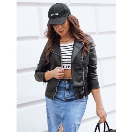 Dámská koženová bunda GLIMMERS DSTREET TY3959 (Velikost S, Barva Černá)