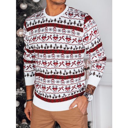 Pánský klasický svetr Barva Bílý DSTREET WX2160 (Velikost M, Barva Bílá)