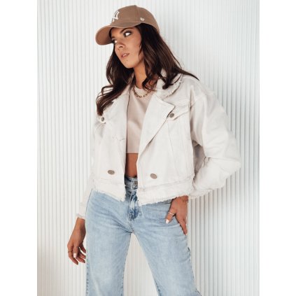 Dámská džínová bunda LUISE Barva světle béžová DSTREET TY4124 (Velikost S/M, Barva Béžová)