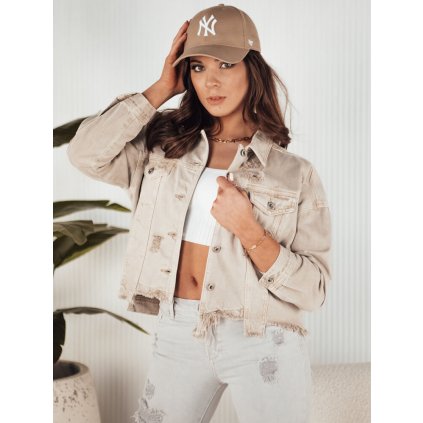 Dámská džínová bunda MOLI DSTREET TY4128 (Velikost S/M, Barva Béžová)