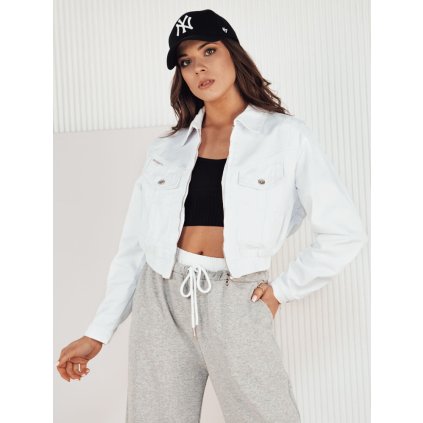 Dámská džínová bunda BLIRNA Barva Bílý DSTREET TY4165 (Velikost S, Barva Bílá)