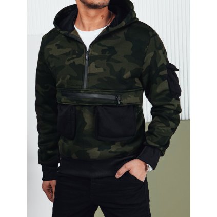 Pánská mikina s kapucí Barva Camo DSTREET BX5654 (Velikost M, Barva Zelená)