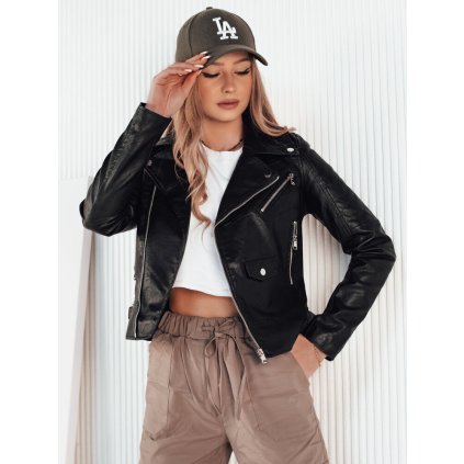 Dámská koženová bunda ERIETA Barva černá DSTREET TY4197 (Velikost S, Barva Černá)