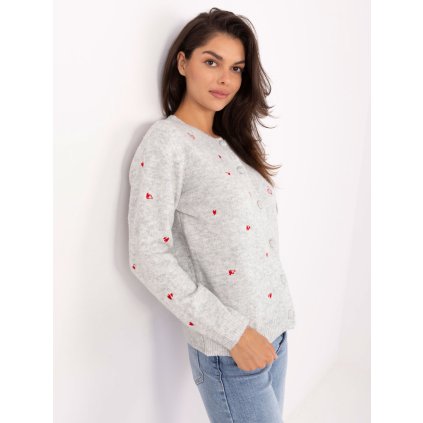 Dámský svetr PM-SW-F510.29 se srdíčky (Barva Černá, Velikost UNI)