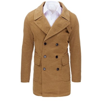 Pánský kabát zimní kamelový Dstreet CX0362 (Velikost M, Barva Hnědá)