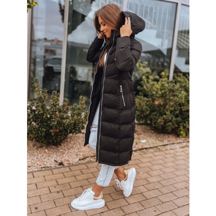 Černá dámská dlouhá prošívaná zimní bunda s kapucí Dstreet TY3093 (Velikost S, Barva Černá)