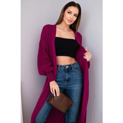 Dlouhý svetr Isolde - kardigan (Velikost UNI, Barva Bordó)