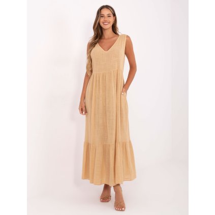 Šaty-TW-SK-BI-28007.63 (Barva Béžová, Velikost M)
