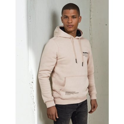 Pánská mikina s kapucí Dstreet BX5682 (Velikost S, Barva Béžová)