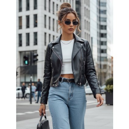 Dámská kožená bunda EKLIN Dstreet TY4554 (Velikost S, Barva Černá)