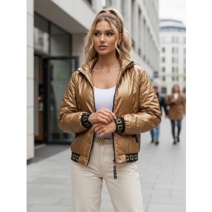 Dámská bunda bomberka GLAMCIX Dstreet TY4784 (Velikost S, Barva Béžová)