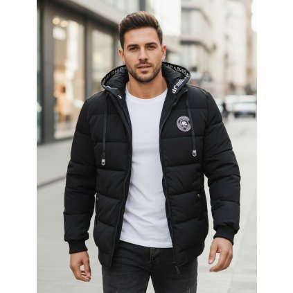 Pánská zimní prošívaná bunda s kapucí Dstreet TX5072 (Velikost S, Barva Černá)