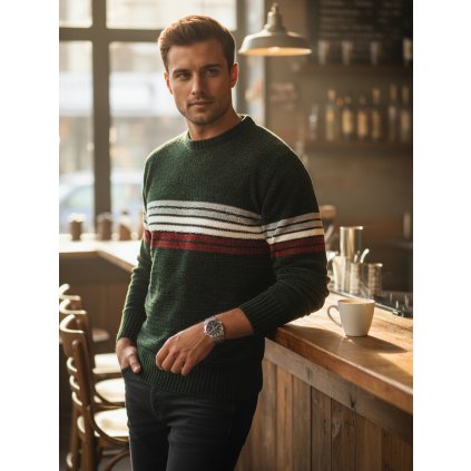 Pánský svetr Dstreet WX2280 (Velikost M, Barva Zelená)