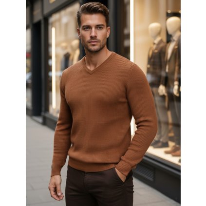 Pánský svetr Dstreet WX2290 (Velikost S, Barva Hnědá)