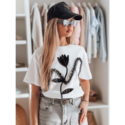 Dámské tričko s efektem 3D PETINIA Dstreet RY2713 (Velikost M/L, Barva Bílá)