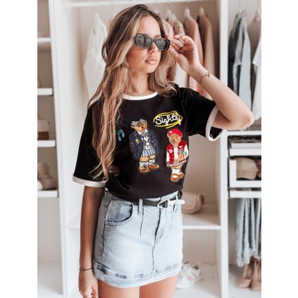 Dámské tričko CLASSY TEDDY Dstreet RY2843 (Velikost S/M, Barva Černá)