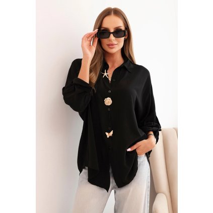 Dámská košile ART61953 s viskózou a ozdobnými knoflíky (Velikost UNI, Barva Zelená)