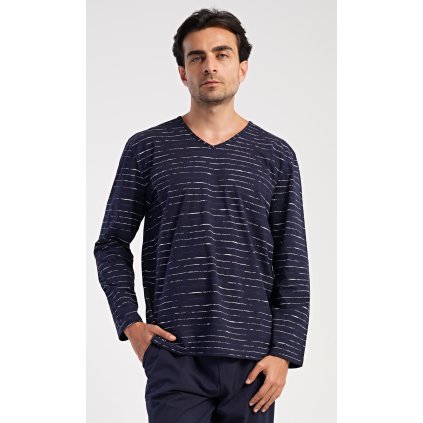 Pánské pyžamo dlouhé Bart (Barva Modrá - tmavě, Velikost M)