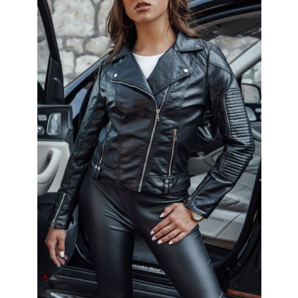 Dámská kožená bunda ramoneska TELIS Dstreet TY4556 (Velikost S, Barva Černá)