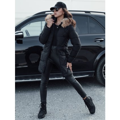 Dámská prošívaná zimní bunda s kapucí NEXUS Dstreet TY4577 (Velikost S, Barva Černá)