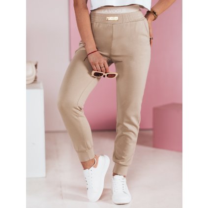 Dámské tepláky slim fit LA VOGUE Dstreet UY2395 (Velikost S/M, Barva Béžová)