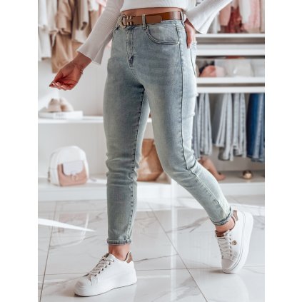Dámské džíny slim fit s páskem SLIMVISA Dstreet UY2460 (Velikost S, Barva Modrá - světle)
