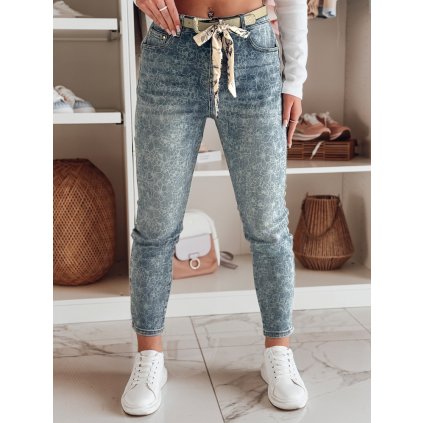 Dámské džíny slim fit s páskem FLORAJIN Dstreet UY2463 (Velikost S, Barva Modrá - světle)