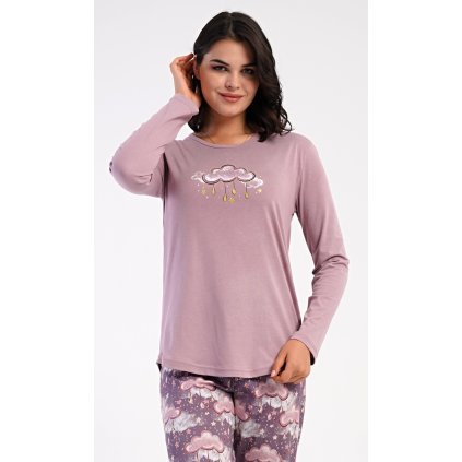 Dámské pyžamo dlouhé Amelia (Barva Hnědá, Velikost XL)