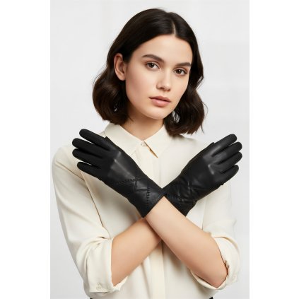 Dámské kožené rukavice Vivisence 7210 (Velikost S, Barva Černá)