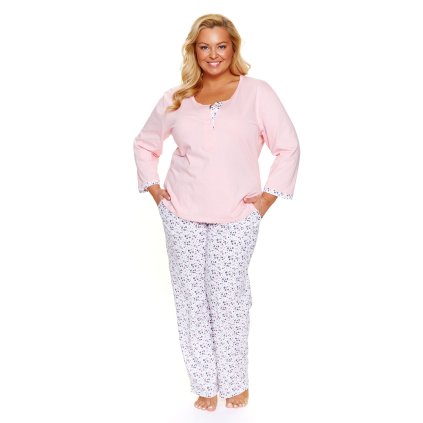 Dámské dlouhé pyžamo Doctor Nap PB.7324 (Velikost 2XL, Barva Růžová)