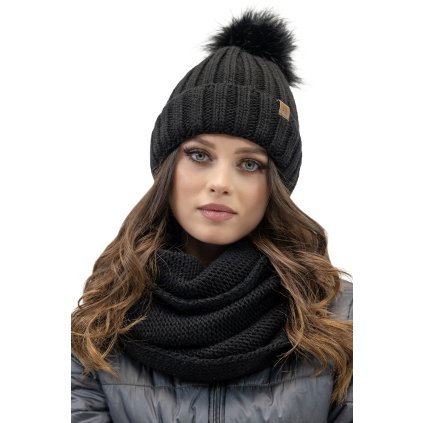 Komplet Vivisence 70100Kmpl čepice a šála (Velikost UNI, Barva Černá)