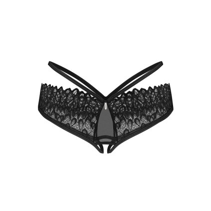 Tanga Obsessive Donarella crotchless panties (Velikost M/L, Barva Černá)