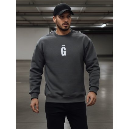 Pánská mikina bez kapuce Dstreet BX5921 (Velikost M, Barva Šedá - tmavě)