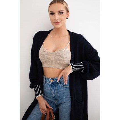 Kardigan s kapsami červený (Velikost UNI, Barva Modrá - tmavě)