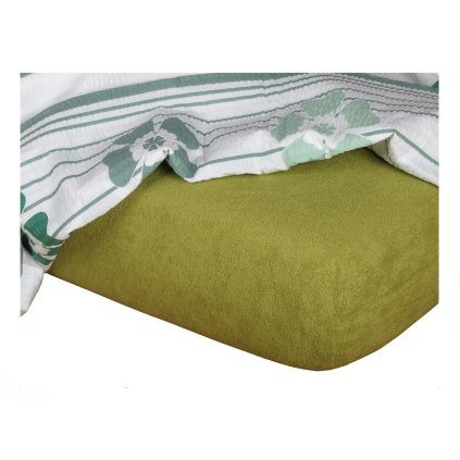 Froté prostěradlo olivové (Rozměr 90x200x20 jednolůžko)