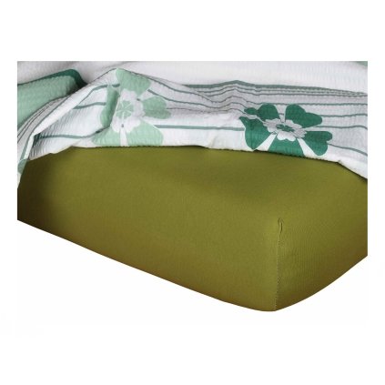 Jersey prostěradlo oliva (Rozměr 90x200x20 jednolůžko)