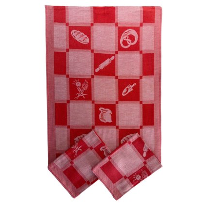 4611 2 kuchynske uterky3ks pekarska cervena dadka vracov