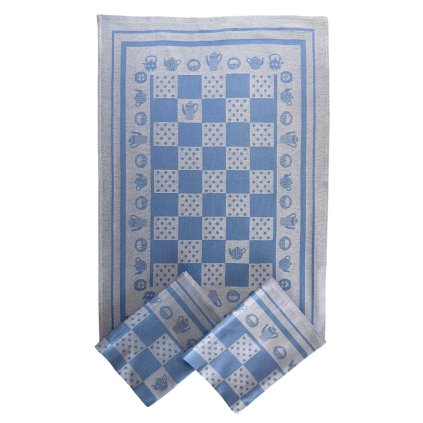 5832 2 kuchynske uterky3ks konvicka puntik modra dadka vracov