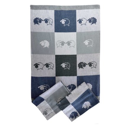 7701 3 kuchynske uterky 3ks ovecky kostka modra dadka vracov