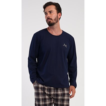 Pánské pyžamo dlouhé Armando (Barva Modrá - tmavě, Velikost M)