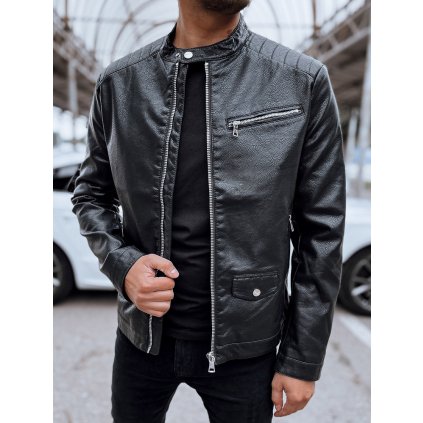 Pánská kožená bunda černá Dstreet TX4711 (Velikost M, Barva Černá)