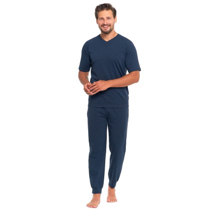 Pánské pyžamo Moraj PDM4100-007 (Velikost XL, Barva Modrá - tmavě)