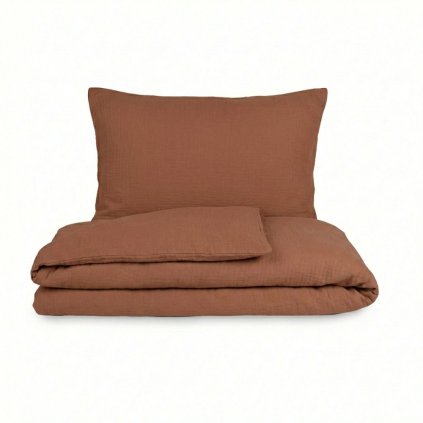 Mušelínové povlečení hnědé (Varianta 1+1, 140x200, 70x90cm)